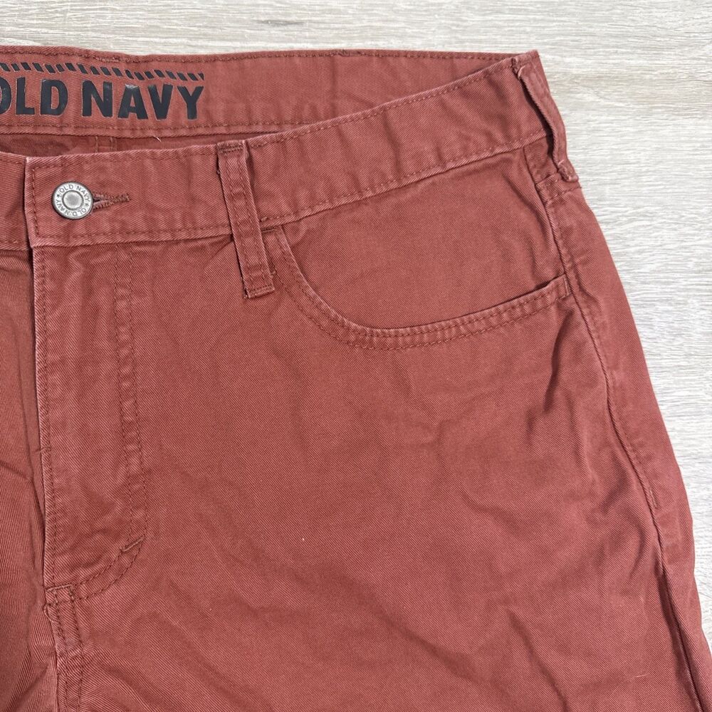 Old Navy Shorts Men’s 36 Red Rust Cotton Cut Off Raw Hem 5 Pocket - Picture 3 of 12